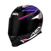 Capacete ASX Eagle Hunter Preto Branco Lilas - Foto 8