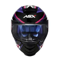 Capacete ASX Eagle Hunter Preto Branco Lilas - Foto 9