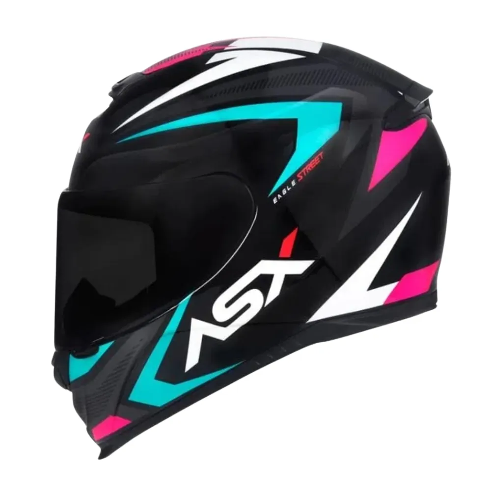 Capacete ASX Eagle Street Preto Tiffany Rosa Imagem