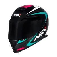 Capacete ASX Eagle Street Preto Tiffany Rosa - Foto 8