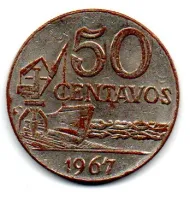 1967 - 50 Centavos - FALSA DE ÉPOCA - Moeda Brasil