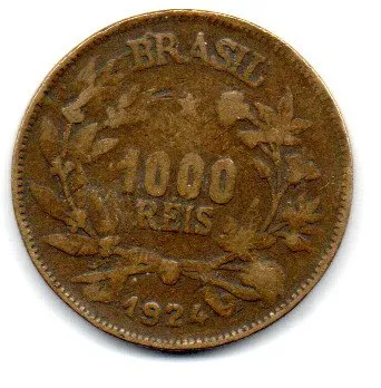 1924 - 1000 Réis - FALSA DE ÉPOCA - Moeda Brasil Imagem