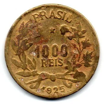 1925 - 1000 Réis - FALSA DE ÉPOCA - Moeda Brasil Imagem