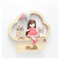 Boneca - Cabelo Liso - 2 Pets  - 2 balões - Nuvem M - Porta Maternidade - Foto 4