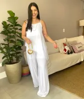 CONJUNTO BLUSA ASSIMÉTRICA E CALÇA - BRANCO