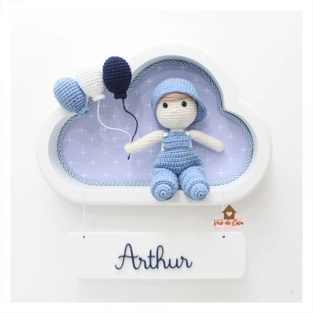 Menininho - 3 balões - Nuvem P Branca - Porta Maternidade