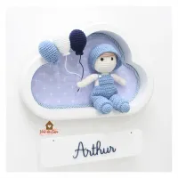 Menininho - 3 balões - Nuvem P Branca - Porta Maternidade - Foto 2