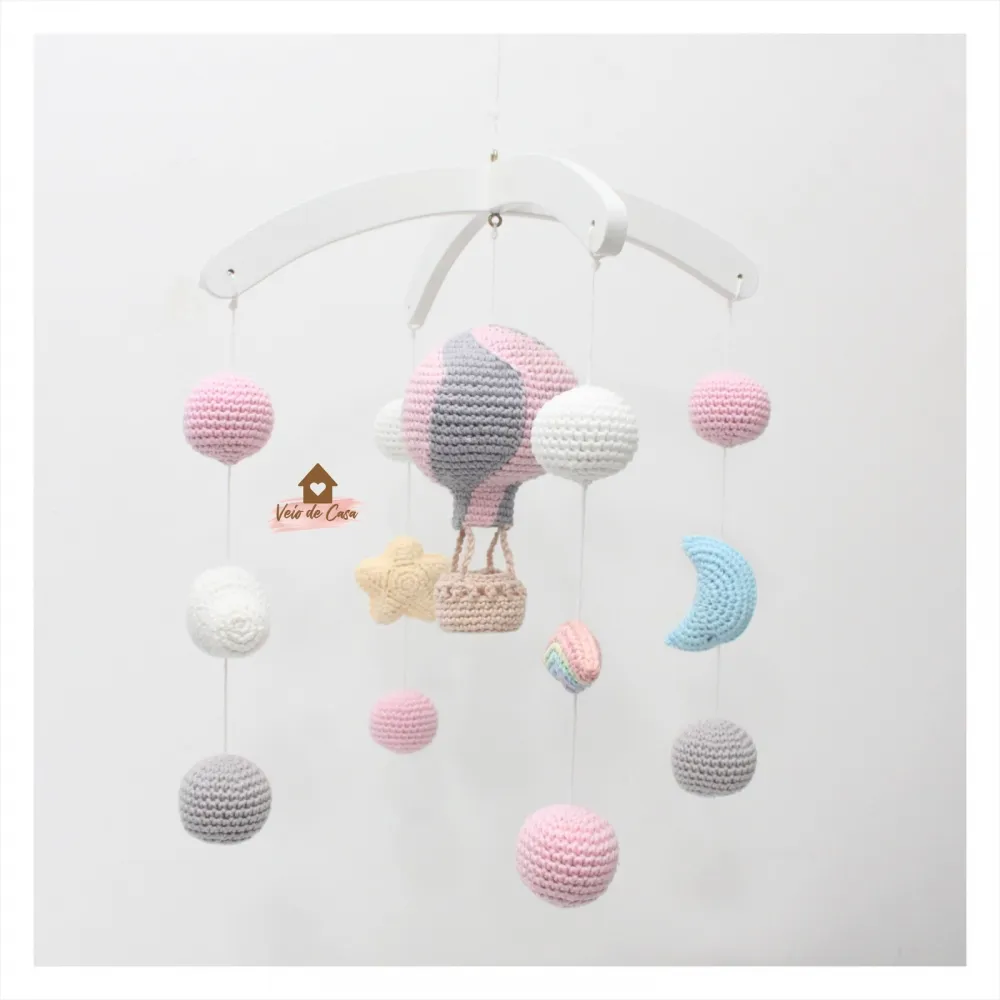 Móbile Balão - Bolinhas + Nuvem + Arco-íris + Estrela + Lua Imagem