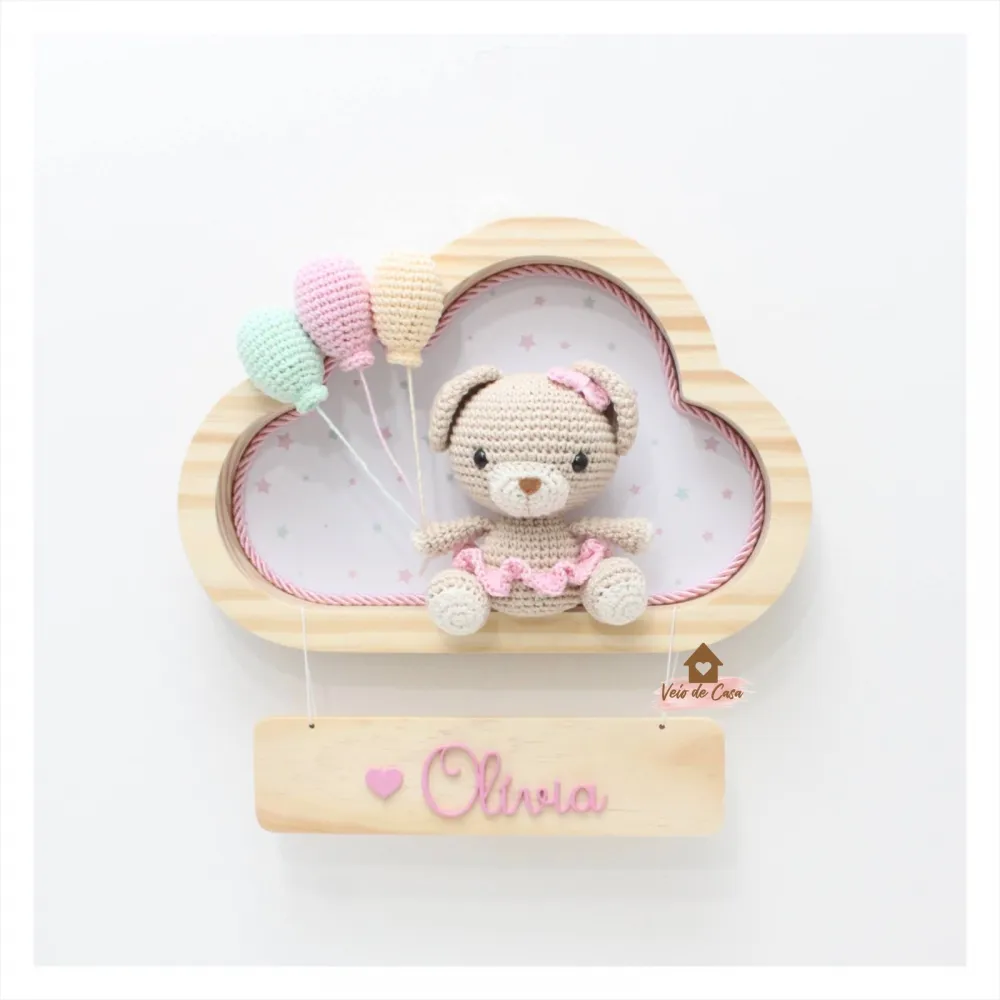 Ursinha - 3 balões - Nuvem P - Porta Maternidade Imagem