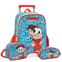 Kit Mochilete, Lancheira e estojo Turma da Monica Azul original
