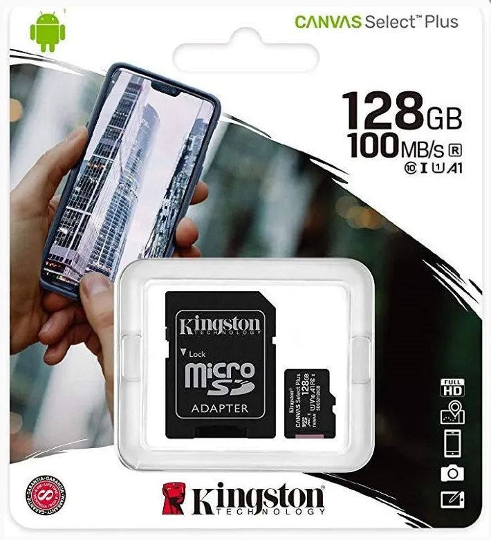Memoria Micro Sd Kingston 128Gb Classe 10 Sdxc/Sdcs2 Canvas 100Mb/S Imagem
