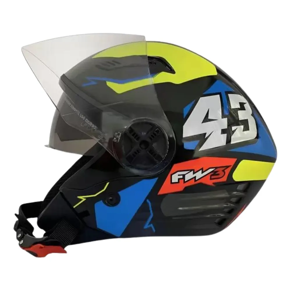 Capacete FW3  X Open Up 43 Azul / Amarelo Imagem