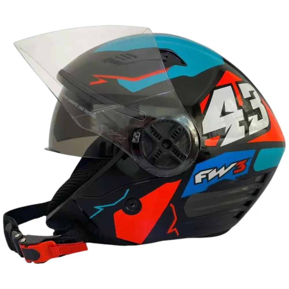 Capacete FW3  X Open Up 43 Azul / Vermelho Imagem