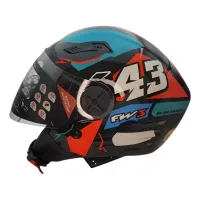 Capacete FW3  X Open Up 43 Azul / Vermelho - Foto 3