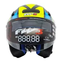 Capacete FW3  X Open Up Fox Amarelo / Azul - Foto 2