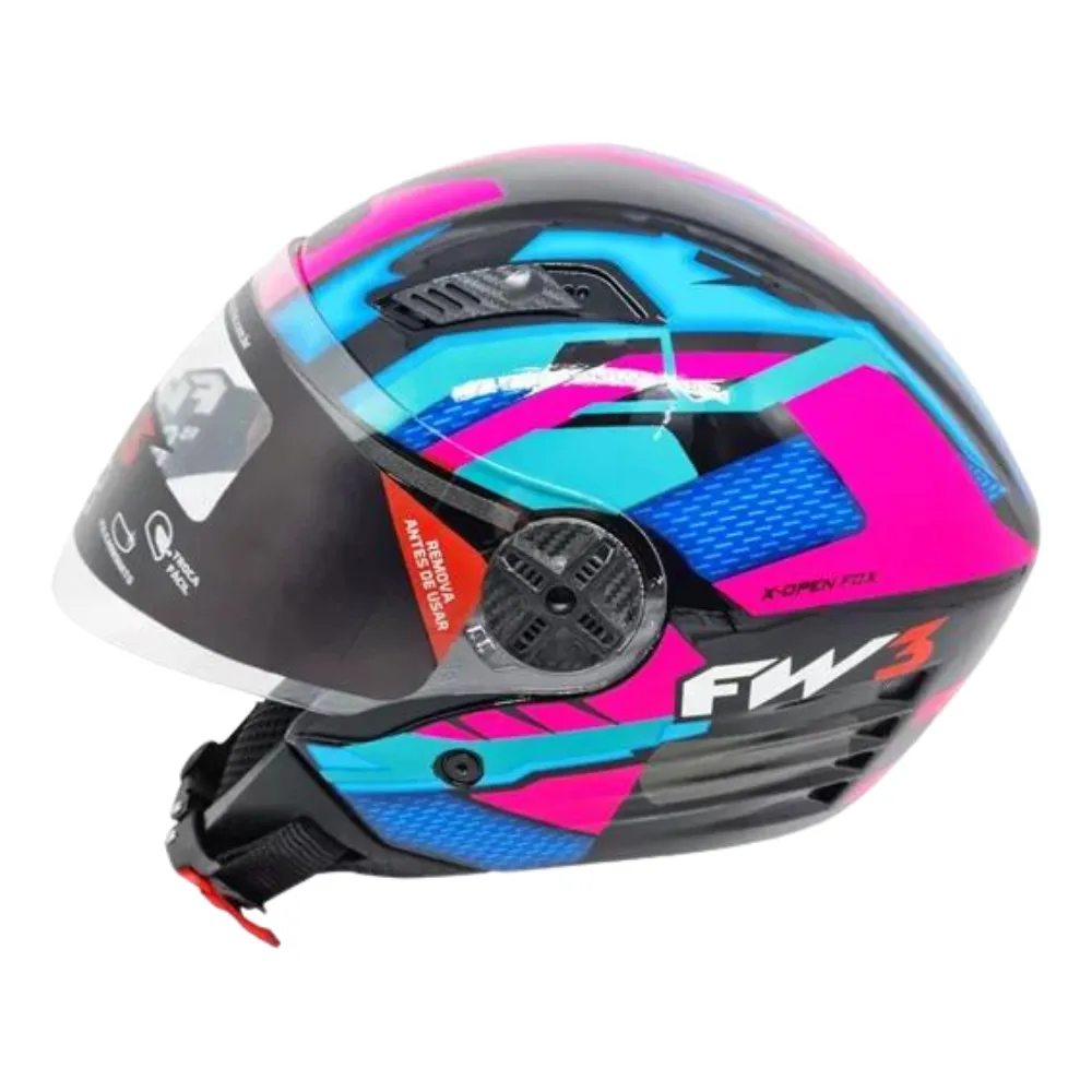 Capacete FW3  X Open Up Fox Rosa / Azul Imagem