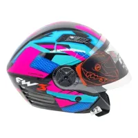 Capacete FW3  X Open Up Fox Rosa / Azul - Foto 2
