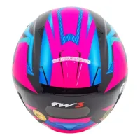 Capacete FW3  X Open Up Fox Rosa / Azul - Foto 5