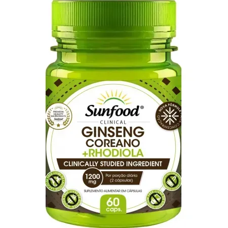 GINSENG COREANO + RHODIOLA SUNFOOD 60 CAPS 1200 MG