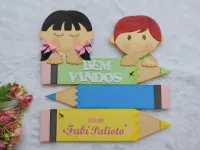 G1.498  Gabarito de Moldes em MDF Placa de Porta - Coleção Brincadeira de Criança