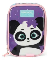 Estojo quadrado UP4YOU Panda Roxo  p/ 100 lapis