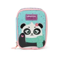 Estojo quadrado UP4YOU Panda Verde p/ 100 lapis