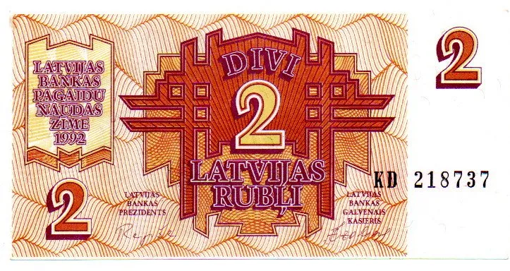 Letónia - 2 Latvian Rubli - Cédula Estrangeira - Fe