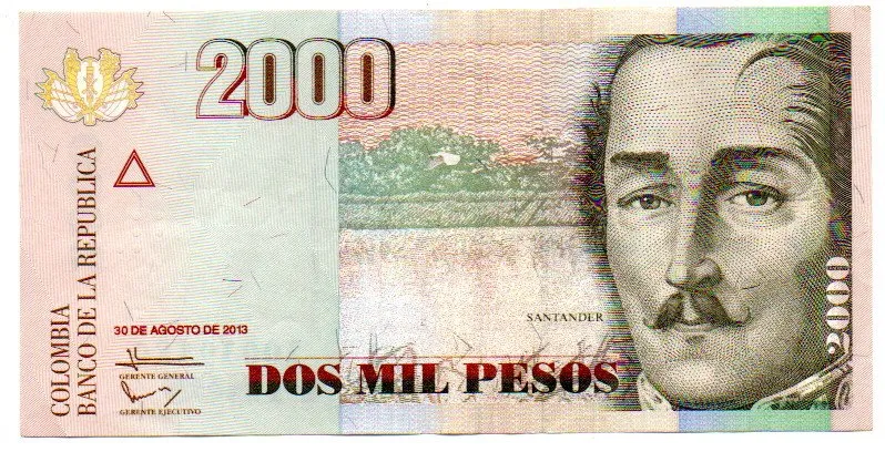 Colômbia - 2000 Pesos - Cédula Estrangeira - MBC/Sob