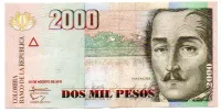Colômbia - 2000 Pesos - Cédula Estrangeira - MBC/Sob