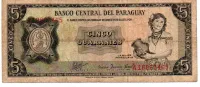 Paraguai - 5 Guaraníes - Cédula Estrangeira - BC