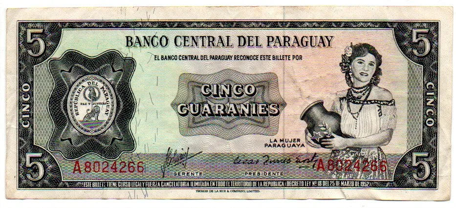 Paraguai - 5 Guaraníes - Cédula Estrangeira - MBC