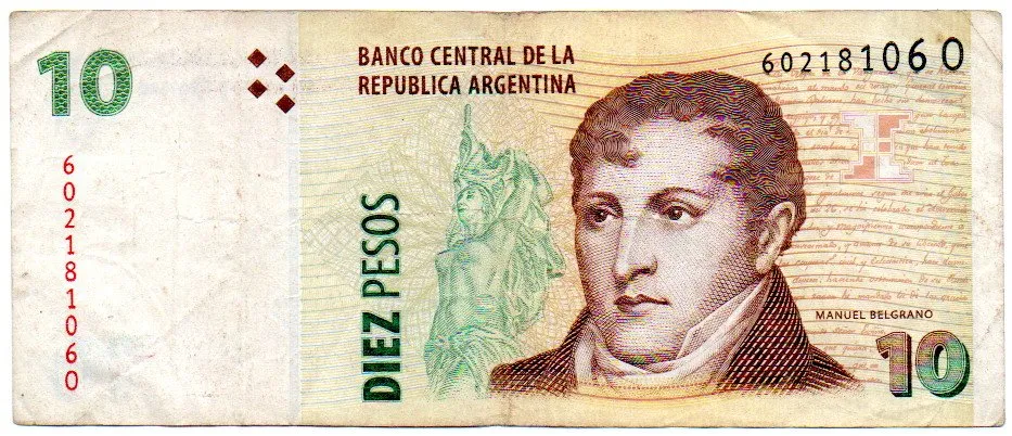 Argentina - 10 Pesos - Cédula Estrangeira - MBC