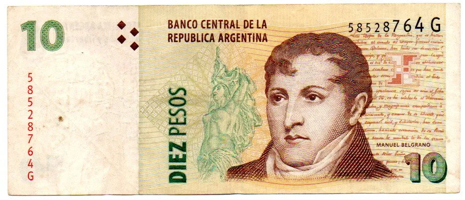 Argentina - 10 Pesos - Cédula Estrangeira - MBC
