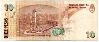 Argentina - 10 Pesos - Cédula Estrangeira - MBC - Foto 2