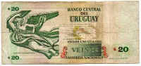 Uruguai - 20 Pesos Uruguayos - Cédula Estrangeira - UTG (rasgada) - Foto 2