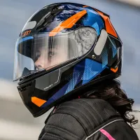 Capacete X 11 Trust Pro Transit Azul Laranja - Foto 4