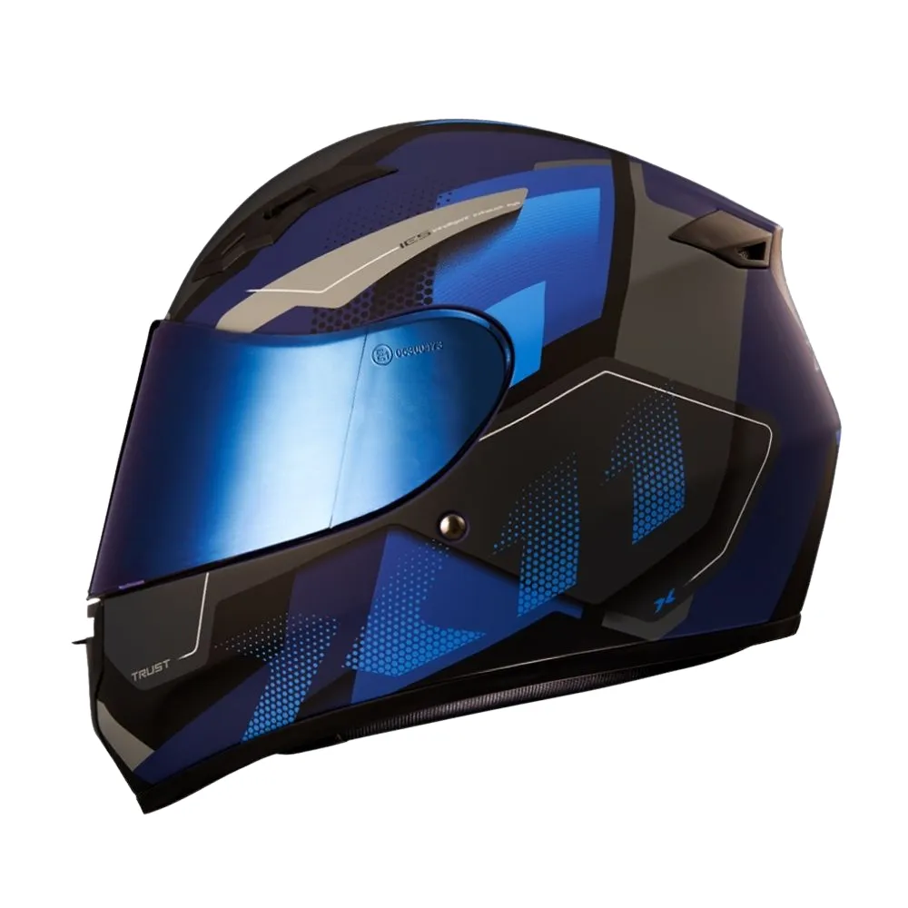 Capacete X 11 Trust Pro Transit Chumbo Azul Imagem
