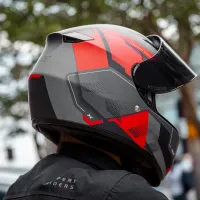 Capacete X 11 Trust Pro Transit Cinza Vermelho - Foto 4