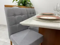 Mesa Helo  90x90 tampo MDP/Vidro c/  4 Cadeiras california Madeira Maciça Veludo ou Linho  - Foto 2