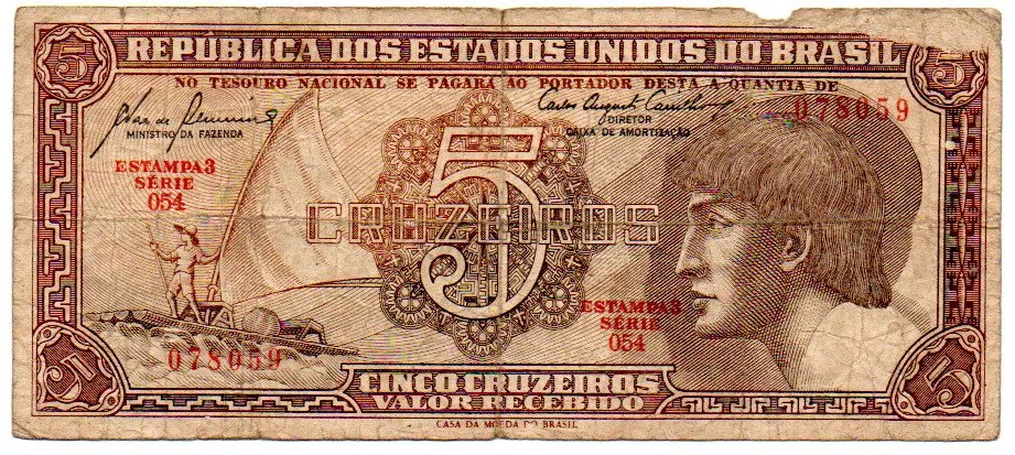 C111 - 5 Cruzeiros - Série 054 - Índio - Data: 1961 - UTG