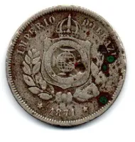 1871 - 100 Réis - Moeda Brasil Império