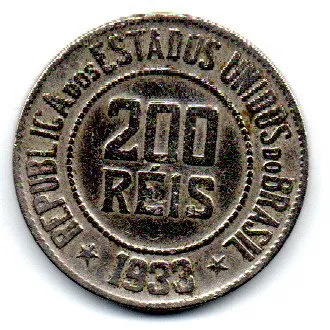1933 - 200 Réis - Moeda Brasil Imagem