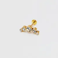 Cluster em TITÂNIO PVD DOURADO com 5 pedras Zircônia 1.2mm TIT21 - Foto 4