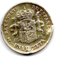 Espanha - 1891 - 1 Peseta - Prata .835 - Aprox. 5g - 23,5mm - C/ Solda e danos - Foto 2