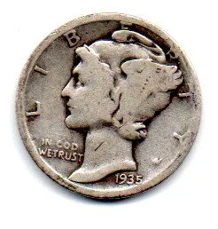 Estados Unidos - 1923 - 10 Cents - Prata .900 - Aprox. 2,5g - 17,9mm