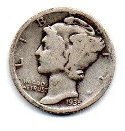 Estados Unidos - 1923 - 10 Cents - Prata .900 - Aprox. 2,5g - 17,9mm