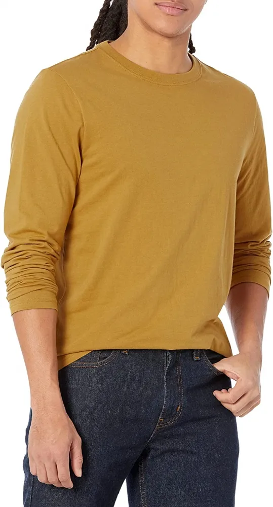 Camiseta GAP Everyday Soft Manga Longa Masculina Mostarda 