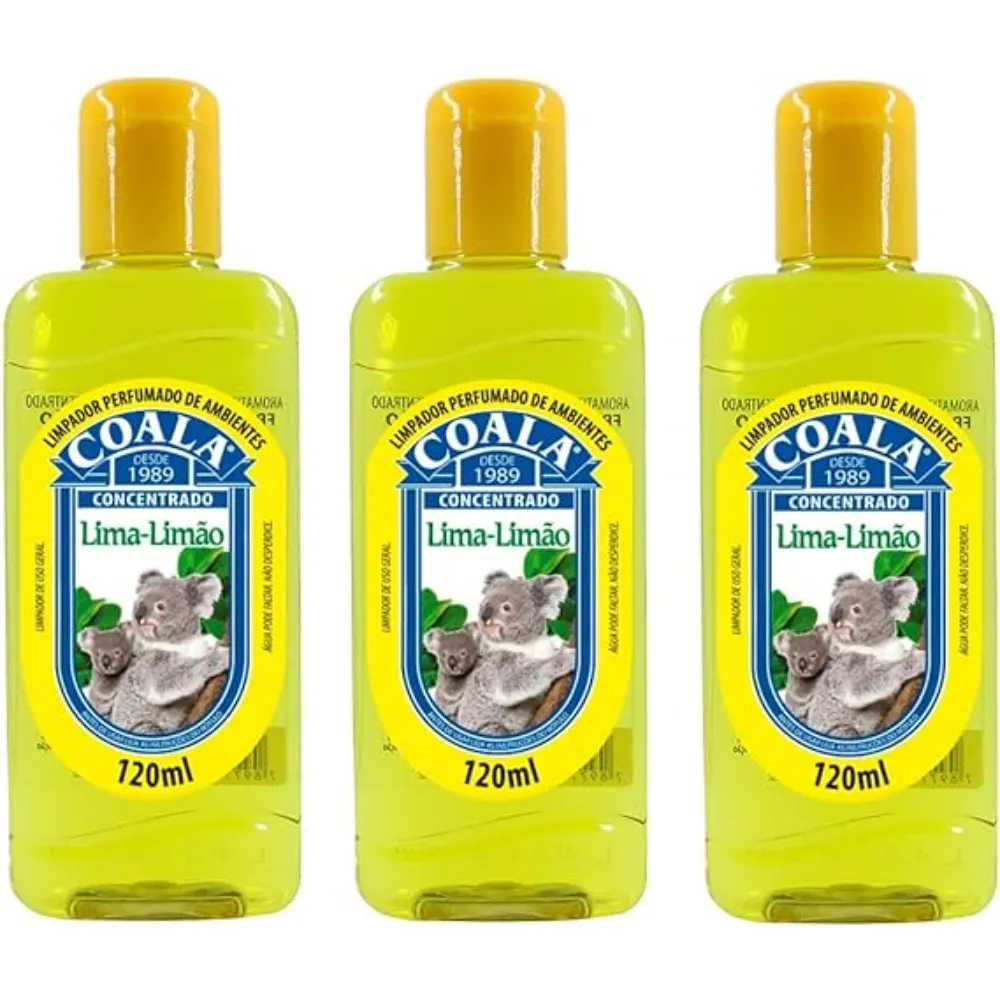 Kit 3 Desinfetante Concentrado de Ambiente Coala Lima Limão 120ML