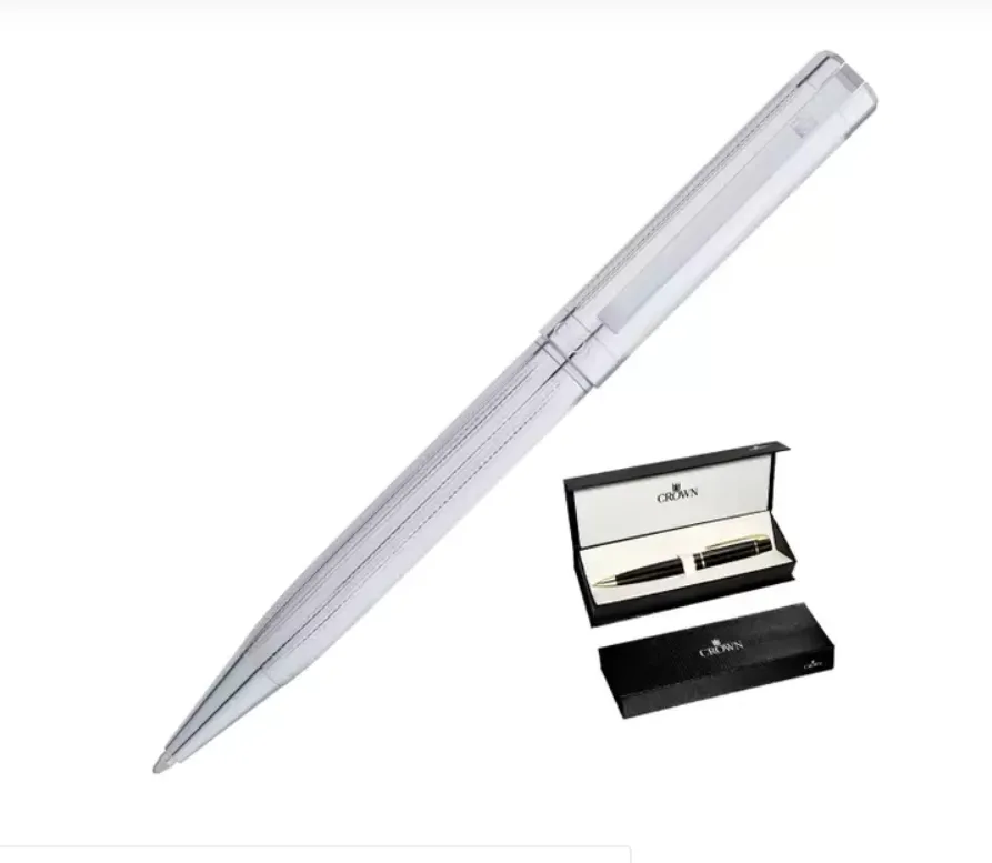 Caneta Crown Prateada Royalty Esferográfica Prata - YW10058S Imagem