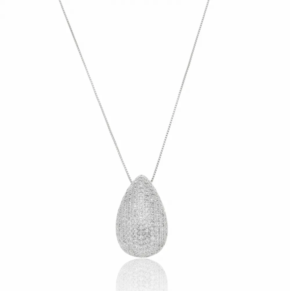 Colar 45 cm coleção gota pingente com pedras cravejadas micro zircônias antialérgico semijoia de luxo. 